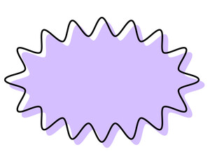 シンプルな線がずれた吹き出し　細長い丸みのあるギザギザした形