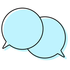 シンプルな線がずれた吹き出し　重なる会話