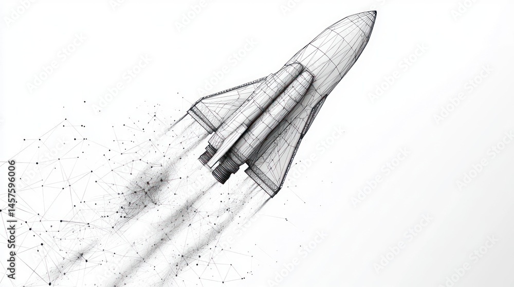 Aufkleber artistic depiction of a spacecraft launch through an interconnected network