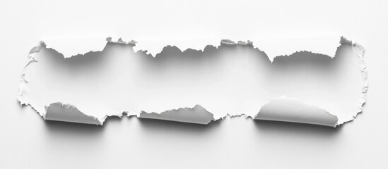 Minimalistic conceptual photograph showcasing a torn white paper surface for creative use