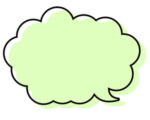 シンプルな線がずれた吹き出し　丸みのある雲形