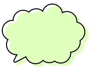 シンプルな線がずれた吹き出し　丸みのある雲形
