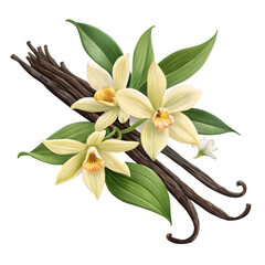 Fototapeta premium Vanilla Beans and Flowers: Aromatic Spice and Orchid Blossom