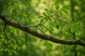 Fototapeta premium Lush green branch nature serenity