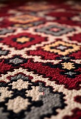 Fototapeta premium close up of a red and black rug