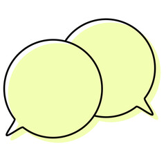 シンプルな線がずれた吹き出し　重なる会話