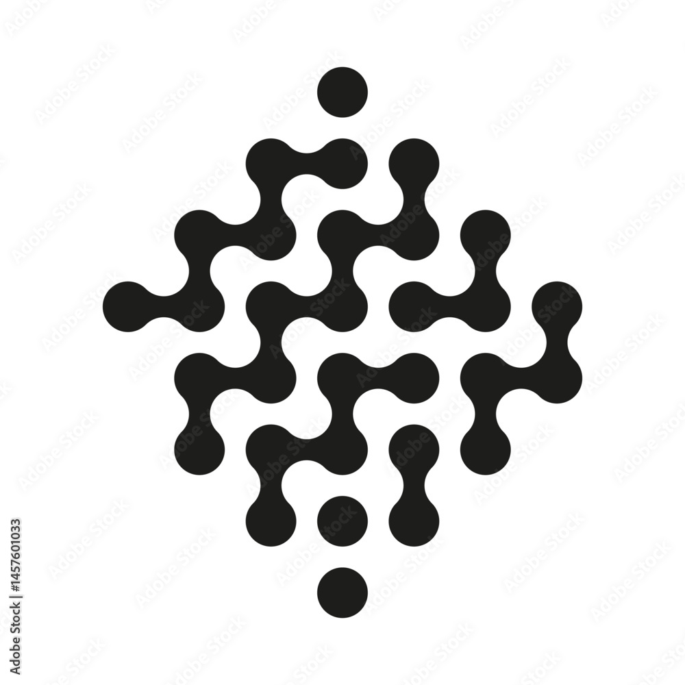 Poster molecular structure icon. abstract chemical network. scientific connection shape. geometric particle