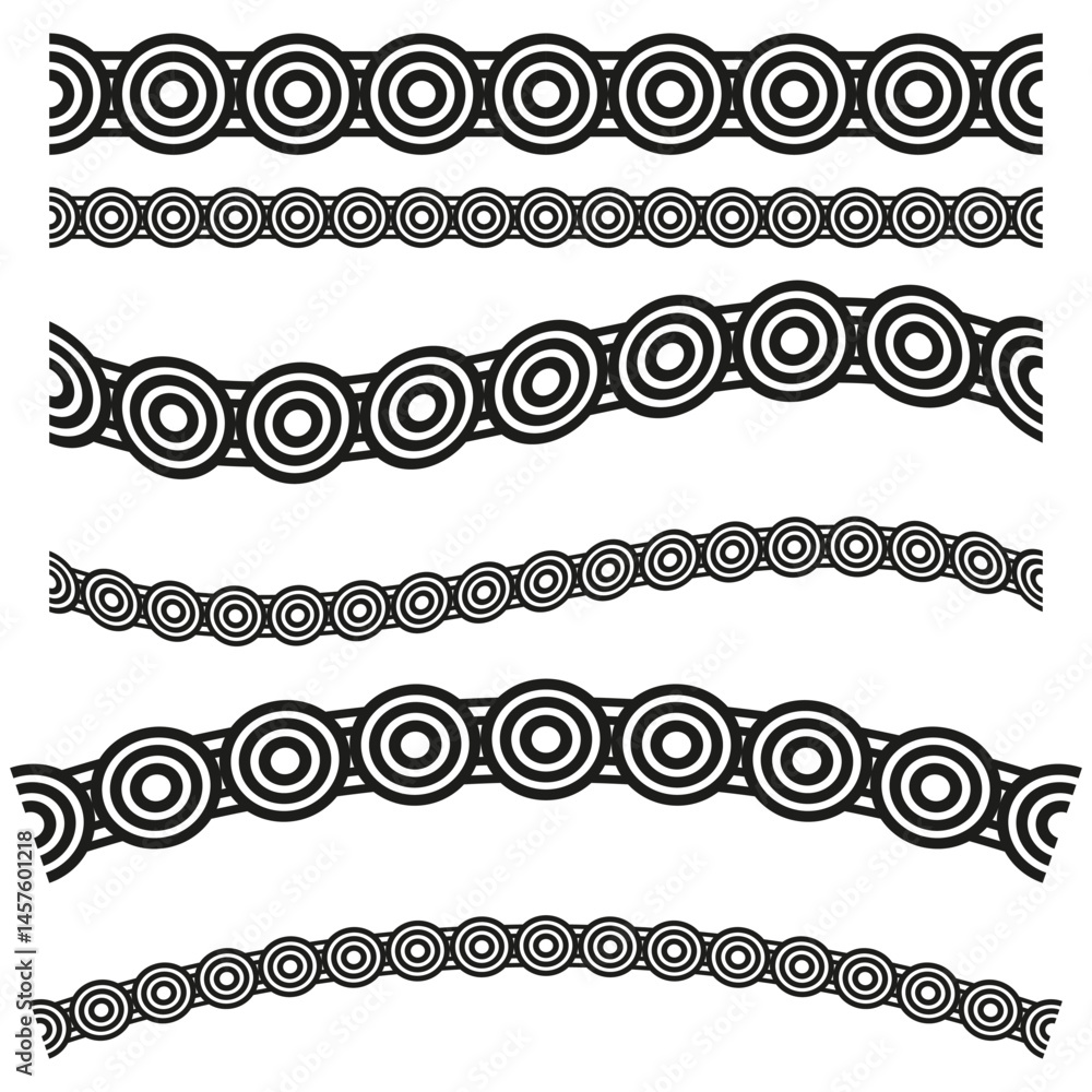 Aufkleber striped circle border. vector seamless line. curved dot segments. monochrome pattern shape.