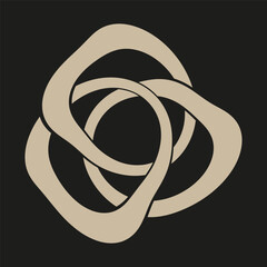 Beige knot symbol. Abstract intertwined shape. Fluid loop design. Vector organic emblem.