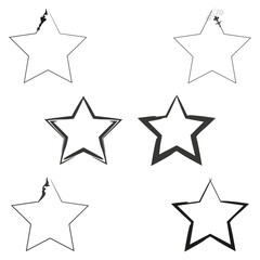 Fototapeta premium Star outline icon. Pointed star symbol. Bold star shape. Vector contour set.