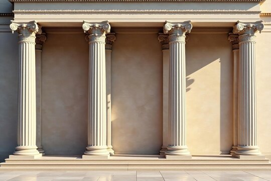 Elegant Corinthian columns support a classical portico , pediment, white, capitol