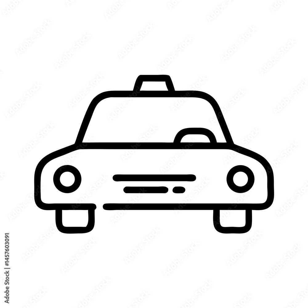 Poster taxi icon with front view outline design and copy space