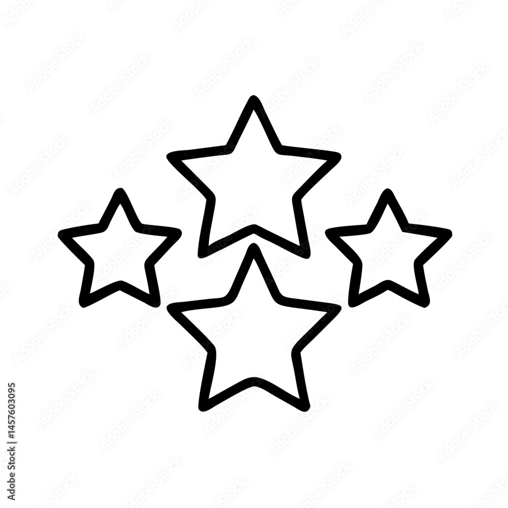 Poster star rating icon with outline design and copy space