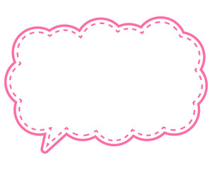 シンプルなカラー線の吹き出し　細長い雲形