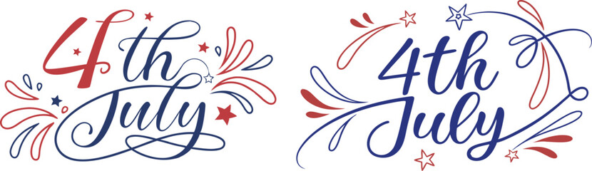 Obraz premium 4th of July typography bundle