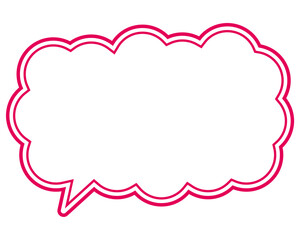 シンプルなカラー線の吹き出し　細長い雲形