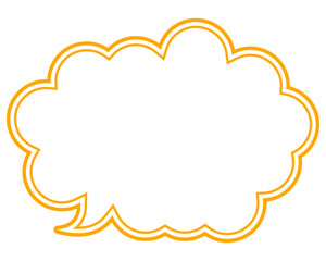 シンプルなカラー線の吹き出し　丸みのある雲形