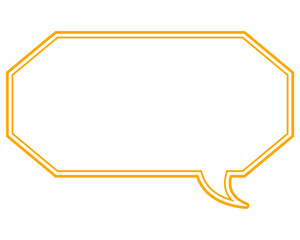 シンプルなカラー線の吹き出し　細長い八角形