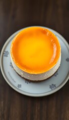 plate with a dessert on it on a wooden table