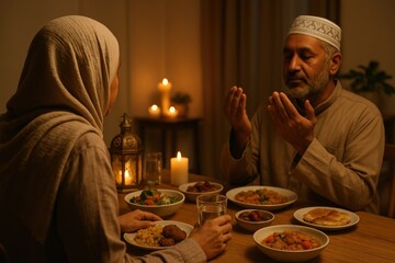 Peaceful Ramadan dinner prayer