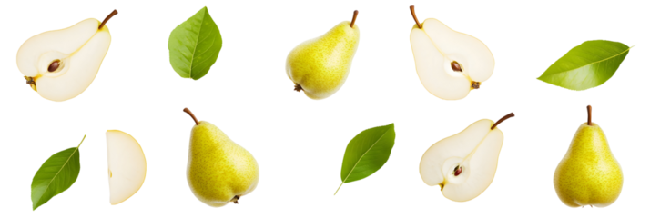 Elegant pear arrangement on a deep black backdrop, showcasing fresh fruit