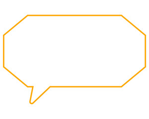 シンプルなカラー線の吹き出し　細長い八角形