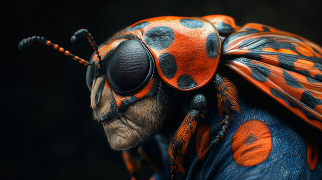red bug on a wooden surface