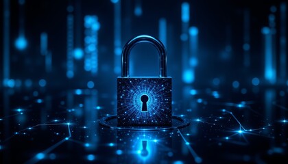 A lock with a keyhole is shown in a dark background