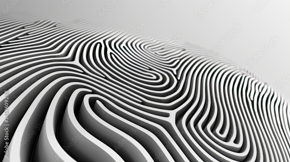 Poster abstract fingerprint pattern complex, layered lines create a detailed fingerprint design