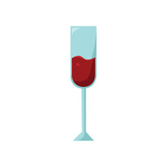 Tall wine glass red drink. Vector