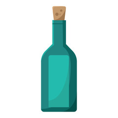 Green wine bottle corked. Vector