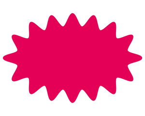 シンプルなカラーの吹き出し　細長い丸みのあるギザギザした形