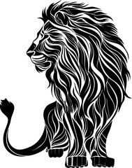 Elegant lion silhouette against white background  