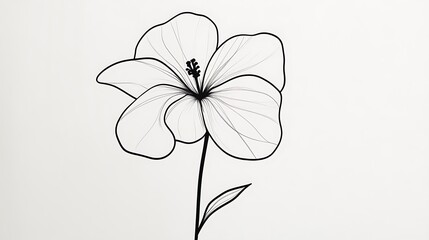 Elegant Line Art Hibiscus Flower Drawing