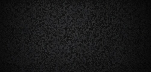 Fototapeta premium Seamless black gothic wallpaper Intricate floral damask pattern with vines , wallpaper, abstract