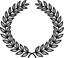Obraz premium Laurel wreath outline set with hand drawn branches 