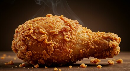 Crispy Fried Chicken with Golden Crunch in Macro Focus
