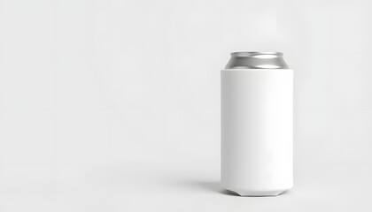 Blank white collapsible beer can koozie mock up isolated, 500 ml side view, 3d rendering. Empty neoprene cooler holder mockup tin beverage. Plain drinkware hugger design template. Clear soda sleeve,