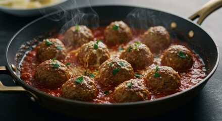 Juicy Meatballs Simmering in Rustic Tomato Sauce
