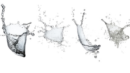 Set of Fresh Water Splashing on Transparent Background