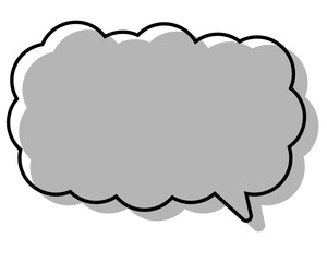 シンプルな線がずれた吹き出し　細長い雲形