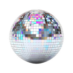Silver Disco Ball on Transparent Background

