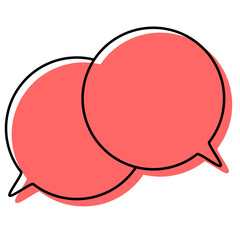 シンプルな線がずれた吹き出し　重なる会話