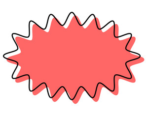 シンプルな線がずれた吹き出し　細長い丸みのあるギザギザした形