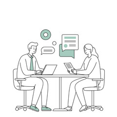 Two Professionals in HR Meeting Interview Discussion &ndash; Human Resources, Hiring, Recruitment Concept for Corporate Websites, Presentations, HR Blogs 