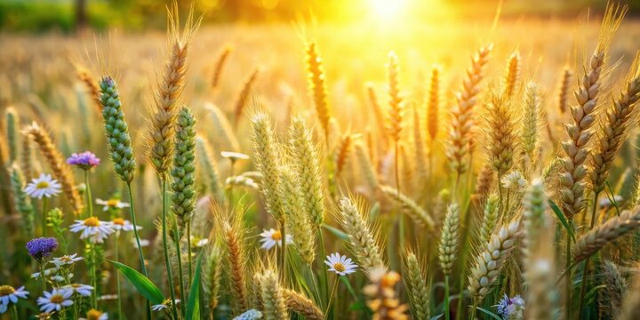 Dense field of wheat and tares growing together
