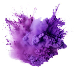 Naklejka premium Purple, Violet, Lilac Color Powder Dust Explosion on transparent background