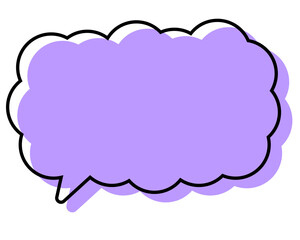 シンプルな線がずれた吹き出し　細長い雲形