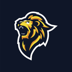 Lion Roar Mascot Logo Design Illustration Vector for Sports esport or Gaming