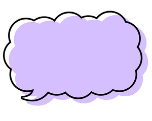 シンプルな線がずれた吹き出し　細長い雲形